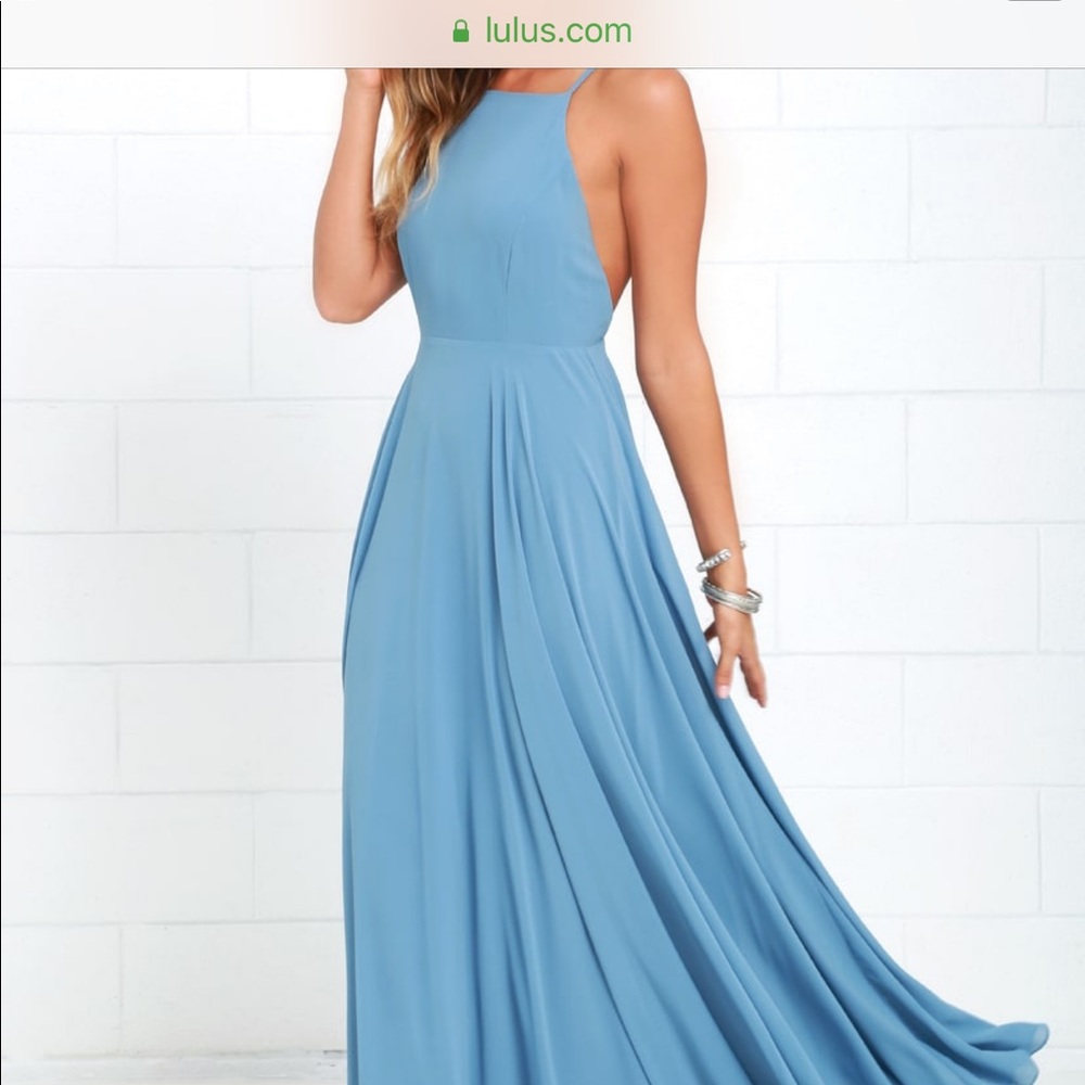 Lulus Slate Blue Halter Maxi Dress